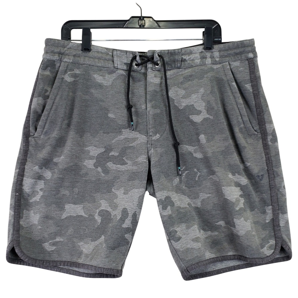 Vissla M211OLCK Walk Shorts Mens XL Gray Camo Recycled Stretch Surf Drawstring